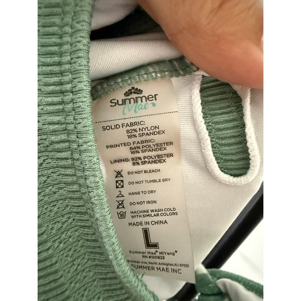 Sage Green Maternity One Piece Swimsuit Textured Ruched Babymoon Large - Picture 3 of 3